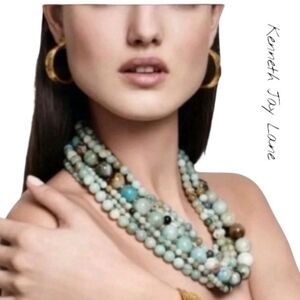 Kenneth Jay Lane Multi-Color Beaded  Amazonite Beaded Necklace